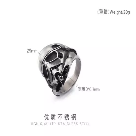 Storm Trooper Warrior Helmet Ring Stainless Steel War Robot Biker Punk Men Ring