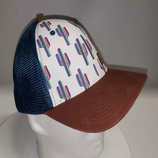 Ariat Snapback Hat Cactus Print Adjustable (White/Blue, One Size)