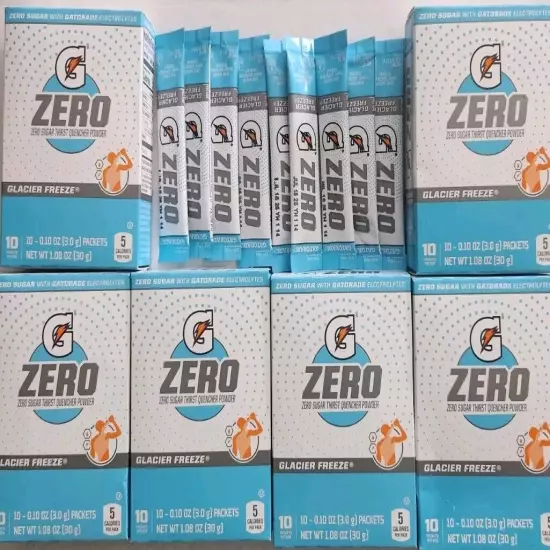 Gatorade G Zero Glacier Freeze Sugar Free Powder Sticks 6 Boxes (60 Sticks)