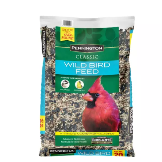 Pennington Classic Wild Bird Feed and Seed, 20 lb. Bag, Dry, 1 Pack