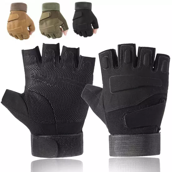 Tactical Fingerless Gloves Military Combat Shooting Sport Half Finger Gloves Men