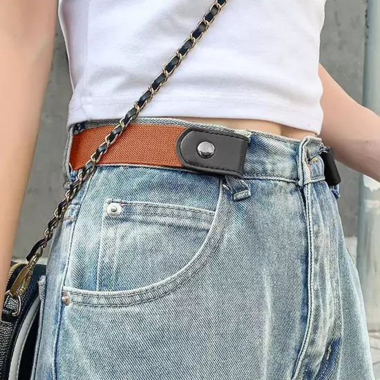 Buckle Free Elastic Invisible Waist Belt For Jeans No Hassle L7I6 Men Wome M5Y4