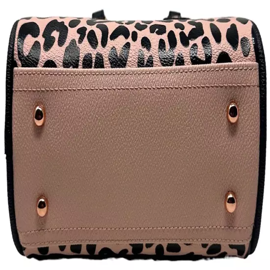 Von Dutch Women's Pink Black Cheetah Small Bowling Crossbody Hand Bag