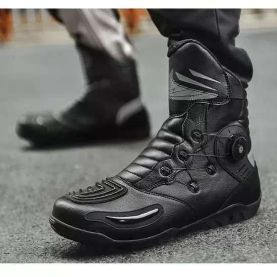 High Top Durable Motorcycle Boots Men Breathable Soft Racing Shoes Riding Boots