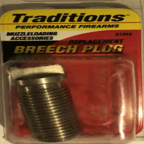 Traditions Replacement Breech Plug-A1344 Fits Standard Nipples W M6x1 Thread NEW