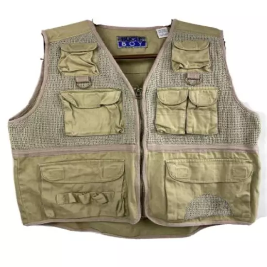 VINTAGE BUGLE BOY TACTICAL VEST KHAKI MENS LARGE HUNTING FISHING 