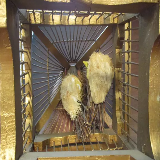 WOODEN & WIRE MINNING HANGING BIRD CAGE MINE SHAFT BIRD CAGE