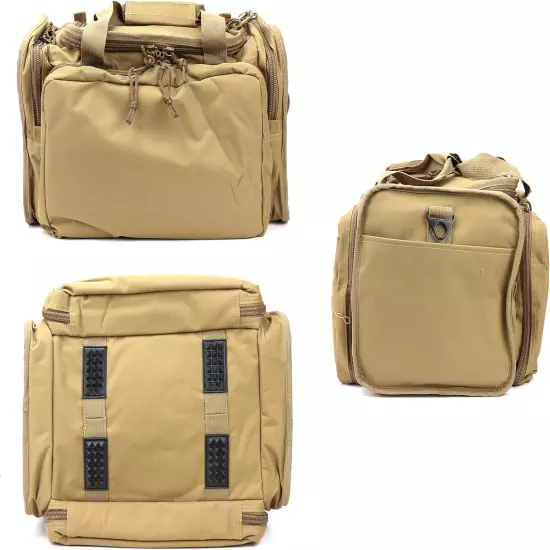 Tactical Range Bag with Removable Pistol Pouches, Gun Range Duffle Bag for Ammo,