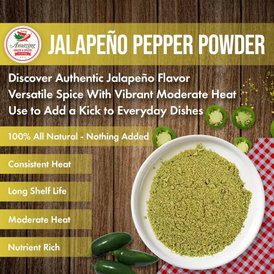 Jalapeno Powder Seasoning 4Oz – Natural and Premium. Great for Chili, Salsa, Spi