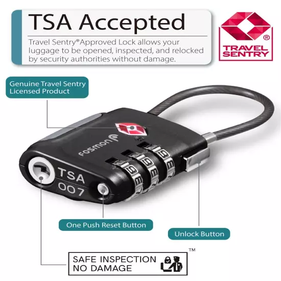 TSA Accepted Luggage Travel Suitcase Bag Lock [3 Digit Combination]Padlock Reset