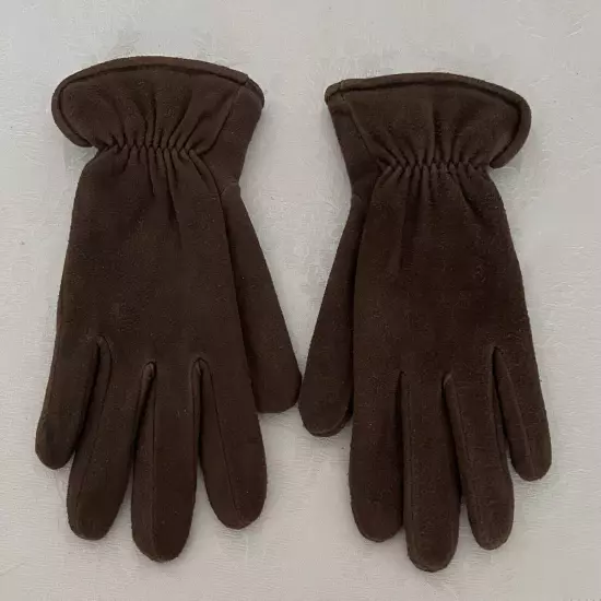 Vintage Women's Bechamel Suede Leather Gloves Lined • Size S (6-1/2 ) BROWN