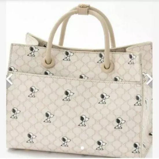 Snoopy 70th Anniversary 2Way Tote Bag White Shimamura Synthetic Leather new