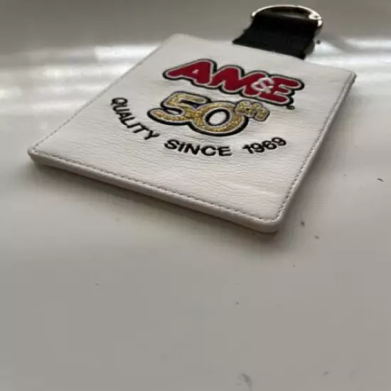 AM&E Leather White Golf Bag tag Contact Tag 