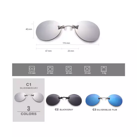 Clip On Nose Glasses Round Rimless Matrix Morpheus Sunglasses Frameless Vintage