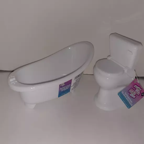 NEW Barbie Fashion Type Doll Furniture White BATHROOM BATH TUB & TOILET HTF