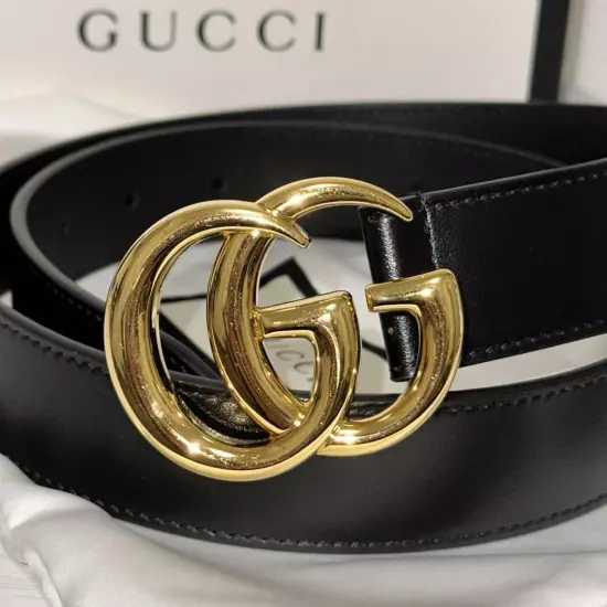 Gucci GG Marmont shiny buckle leather belt 80/32 414516 Men Used JPN