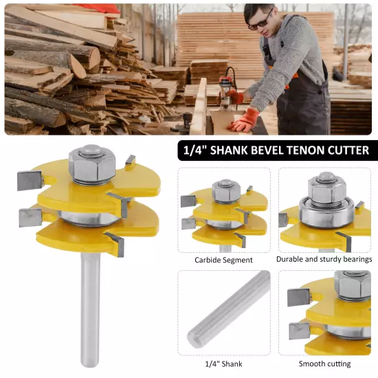 3Pcs 1/4" Shank Tongue and Groove Router Bit Reversible Finger Joint Router Bitφ