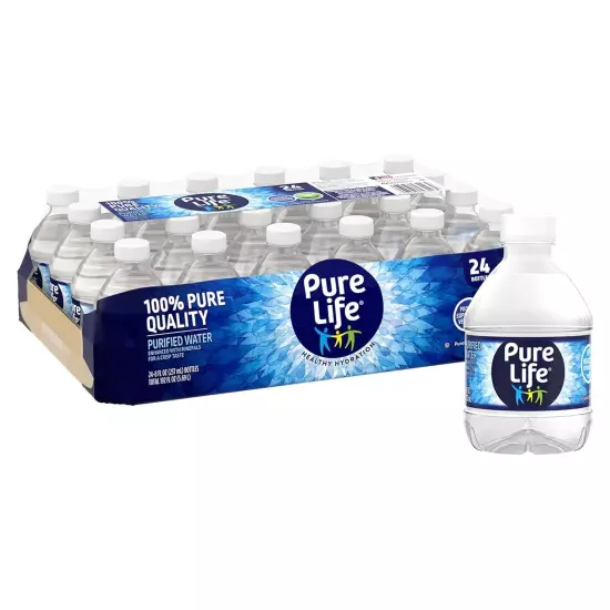 Pure Life Purified Water 16.9 fl oz & 8 Fl Oz Plastic Bottled Water 24 Pack