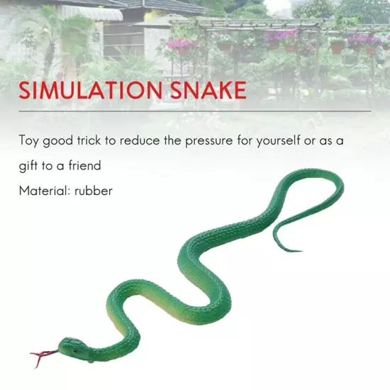 Simulation soft plastic toy snake Simulation Snake Rubber Tip Toy - Green K7M3