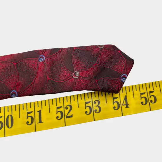 Yves Saint Laurent YSL Red Floral Geometric Vintage Necktie Tie 3" x 54"