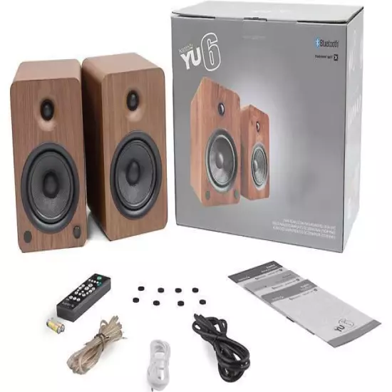 Kanto YU6 Powered Stereo Speakers with Bluetooth and Phono Preamp (Walnut)