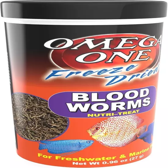 Omega One Freeze Dried Blood Worms, 0.96 oz