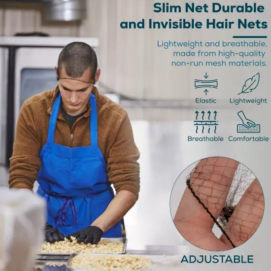 Slim Net Durable and Invisible Hair Nets for Men and Women - Reusable