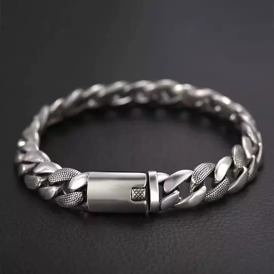 Vintage Bracelets Mens Jewelry New S925 Silver Plated Bangle Bracelet Chain