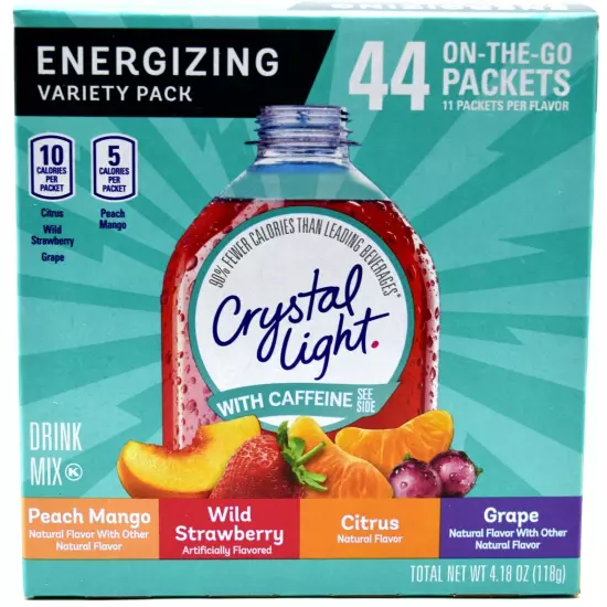 12 44-Packet Box Crystal Light Energizing Variety Pack On The Go With Caffeine