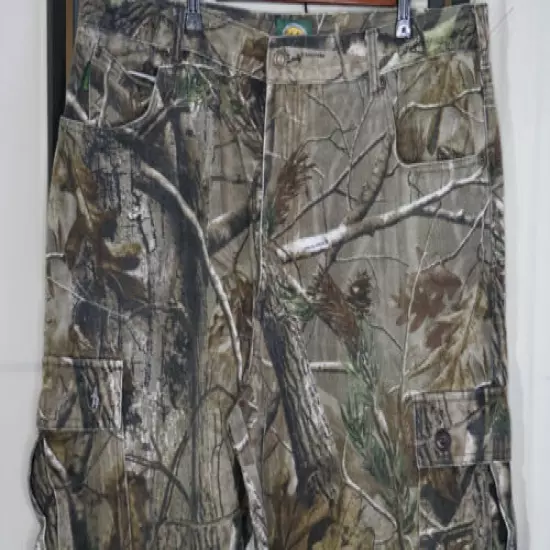 Cabela's Mens Realtree Camouflage Cargo Hunting Pants Sz 42 100% Cotton Camo EUC