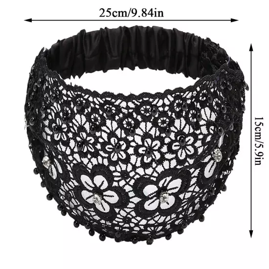 Women Wide Lace Headband Elastic Bandana Turban Hair Band Ladies Summer Sport †