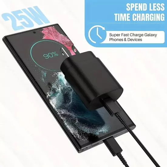 25w Type USB-C Fast Wall Charger+6FT Cable For Samsung Galaxy S20 S21 5G lot US