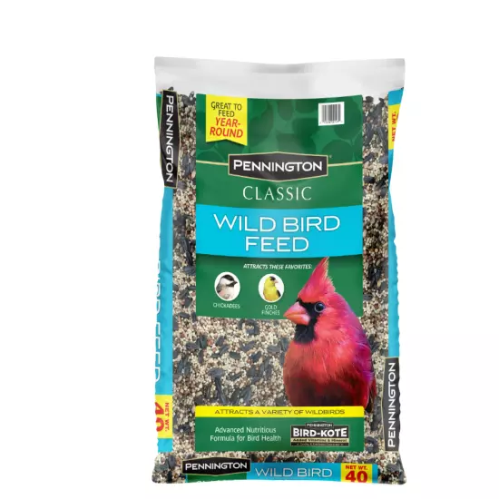 Pennington Classic Wild Bird Feed and Seed, 40 lb. Bag, Dry, 1 Pack