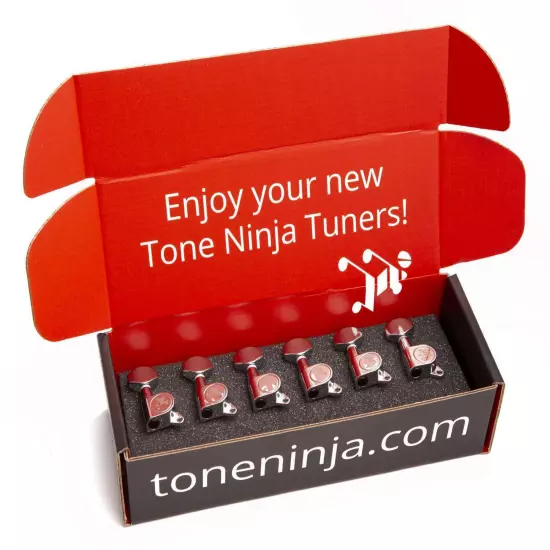 Genuine Tone Ninja Tuners, 6 Inline Staggered, Chrome