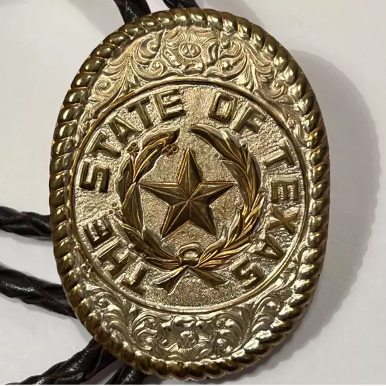 VTG Crumrine Star Of Texas Seal Bolo Tie Made USA Star Mens Western