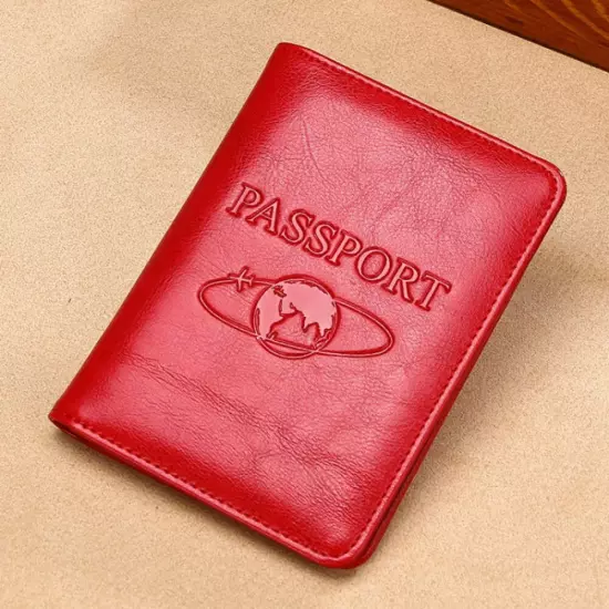 TP-8296 Multi-functional RFID Leather Travel Passport Holder(Red)