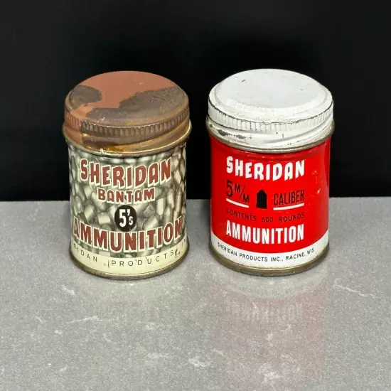 2 Vintage SHERIDAN Bantam 5mm PELLETS FULL TIN CAN Air Gun Rifle Pistol