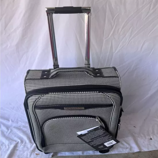 New London Fog Oxford III Black White Spinner Carry On 20" Luggage