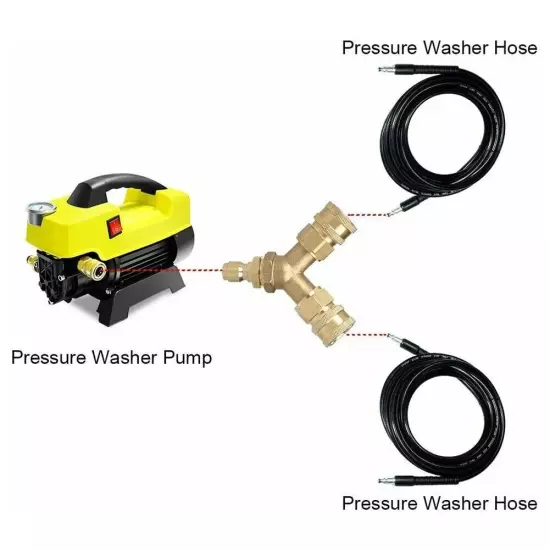 Pressure Washer Tee Splitter Coupler Brass 5000PSI Parts 100% Brand New