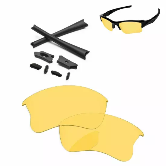 Rubber Kit + Polarized Replacement Lenses For-Oakley Flak Jacket XLJ - Options