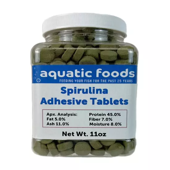 Spirulina Adhesive Tablets for Bottom Feeders, Tropical Fish & More. WL-JAR