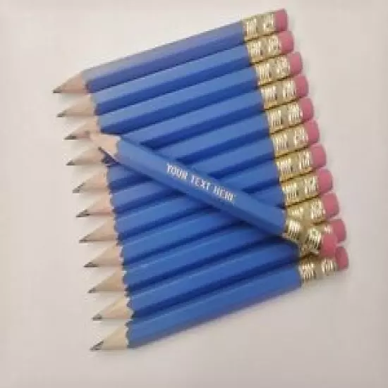 96 "Bright Blue" Personalized Golf Pencils w/Erasers