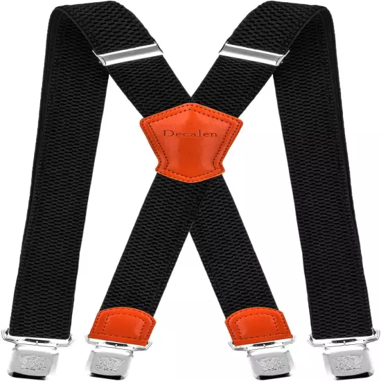 Mens Suspenders Very Strong Clips Heavy Duty Braces Big and Tall X Style