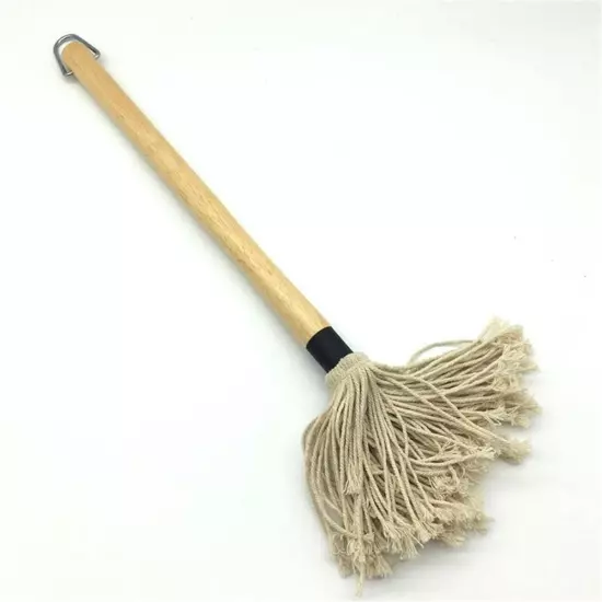 1 PCS BBQ Cotton Sweeper Wooden Handle Pure Cotton BBQ Mop Brush White W6X56596