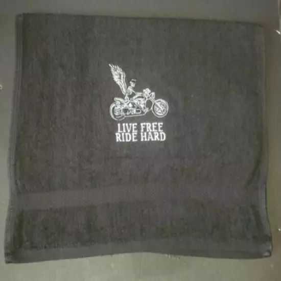 Skull Biker Embroidered Towel 16x26