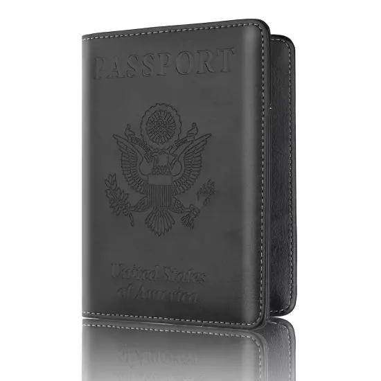 Anti-Theft RFID Blocking Leather Passport Holder ID Credit Card Cover Wallet USA