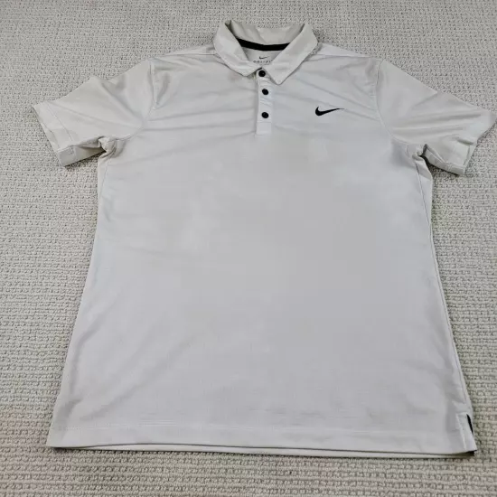 Nike Shirt Mens Medium Beige Golfer Performance Polo Golf Casual Short Sleeve