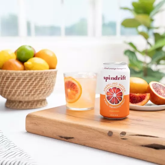 Sparkling Water, Blood Orange Tangerine Flavored, Made with Real Squeezed Fruit,