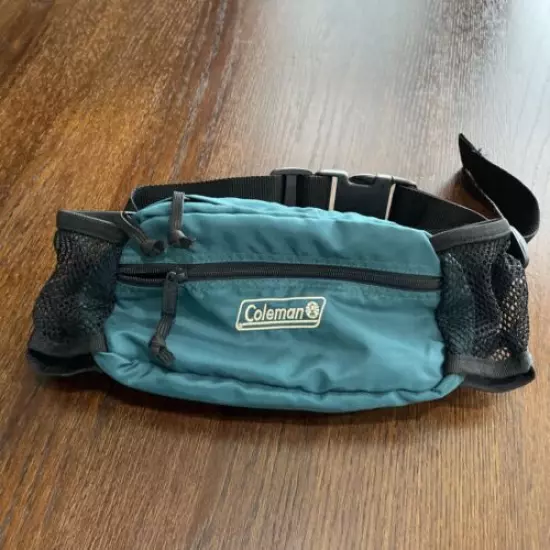 Coleman Waist Bag Walker Pouch Wide Adj Belt 2 Drink Holder Vtg 1990 Green