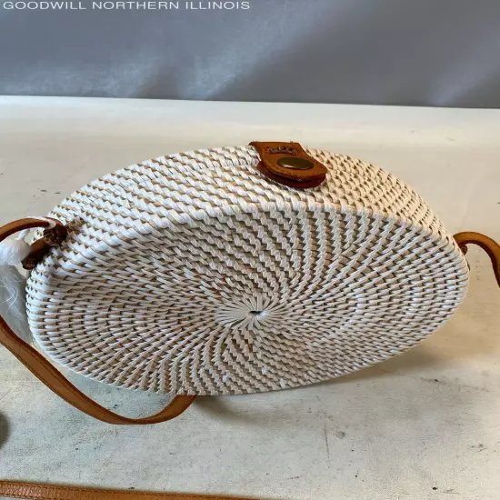 NWT Woven White Rattan Crossbody Purse Handcrafted in Indonesia